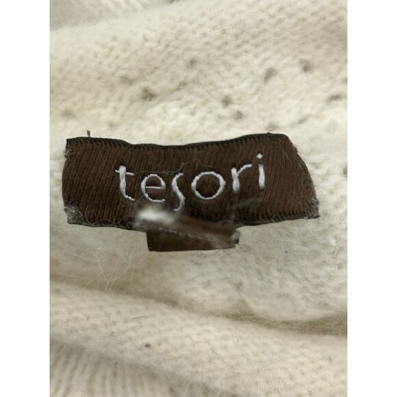 Tesori Womens Ivory Sweater L Diamond Pattern Desing Angora Rabbit & Wool Blend - Picture 7 of 12